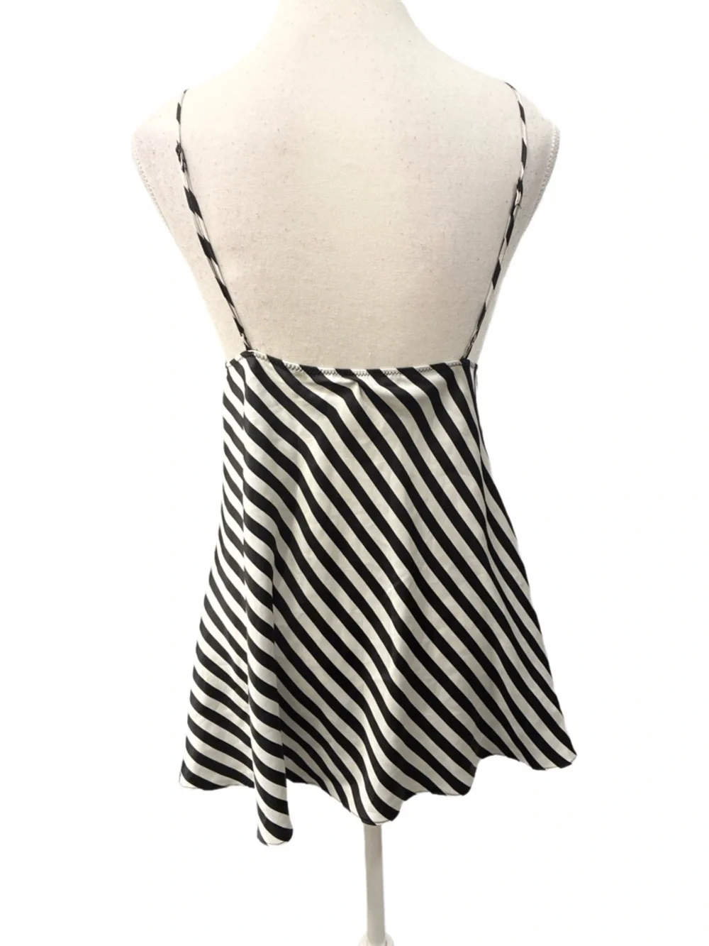 Victoria's Secret Black & White Striped Lace Babydoll Top Size Small - Picture 4 of 7